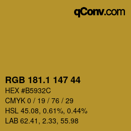 カラーコード: RGB 181.1 147 44 | qconv.com