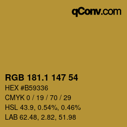 カラーコード: RGB 181.1 147 54 | qconv.com