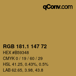 カラーコード: RGB 181.1 147 72 | qconv.com