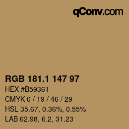 カラーコード: RGB 181.1 147 97 | qconv.com