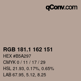Color code: RGB 181.1 162 151 | qconv.com