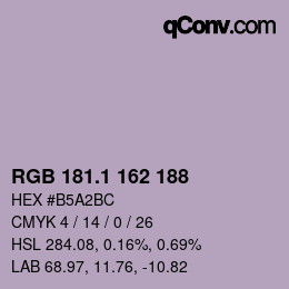 カラーコード: RGB 181.1 162 188 | qconv.com