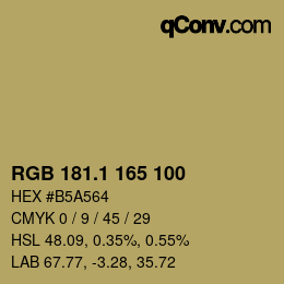 カラーコード: RGB 181.1 165 100 | qconv.com