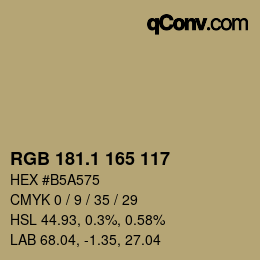 Color code: RGB 181.1 165 117 | qconv.com