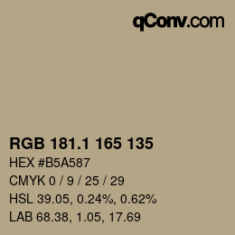 Color code: RGB 181.1 165 135 | qconv.com