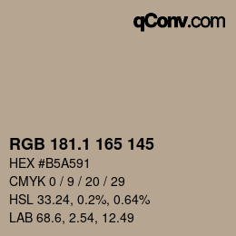 Color code: RGB 181.1 165 145 | qconv.com