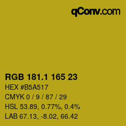 カラーコード: RGB 181.1 165 23 | qconv.com