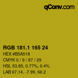 カラーコード: RGB 181.1 165 24 | qconv.com