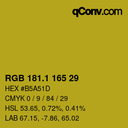 カラーコード: RGB 181.1 165 29 | qconv.com