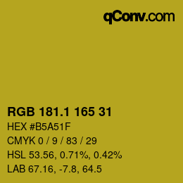 カラーコード: RGB 181.1 165 31 | qconv.com
