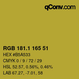 カラーコード: RGB 181.1 165 51 | qconv.com