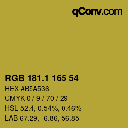 カラーコード: RGB 181.1 165 54 | qconv.com