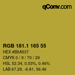 カラーコード: RGB 181.1 165 55 | qconv.com