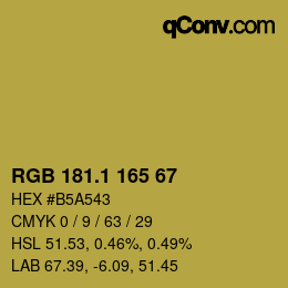 カラーコード: RGB 181.1 165 67 | qconv.com
