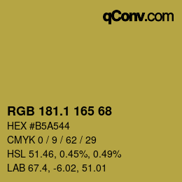 カラーコード: RGB 181.1 165 68 | qconv.com