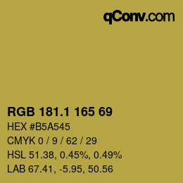 カラーコード: RGB 181.1 165 69 | qconv.com