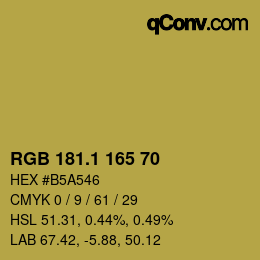 カラーコード: RGB 181.1 165 70 | qconv.com