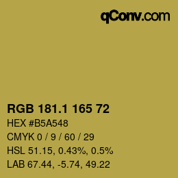 カラーコード: RGB 181.1 165 72 | qconv.com