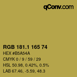 カラーコード: RGB 181.1 165 74 | qconv.com