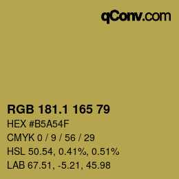 カラーコード: RGB 181.1 165 79 | qconv.com