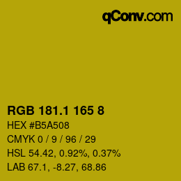 カラーコード: RGB 181.1 165 8 | qconv.com