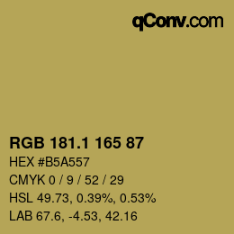 カラーコード: RGB 181.1 165 87 | qconv.com