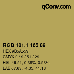 カラーコード: RGB 181.1 165 89 | qconv.com