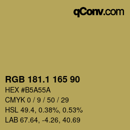 カラーコード: RGB 181.1 165 90 | qconv.com