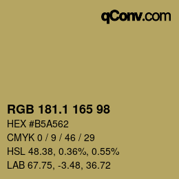 カラーコード: RGB 181.1 165 98 | qconv.com