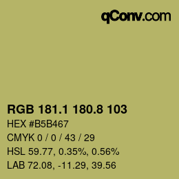 Código de color: RGB 181.1 180.8 103 | qconv.com