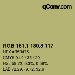Color code: RGB 181.1 180.8 117 | qconv.com