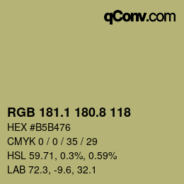 Color code: RGB 181.1 180.8 118 | qconv.com