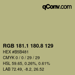 Color code: RGB 181.1 180.8 129 | qconv.com