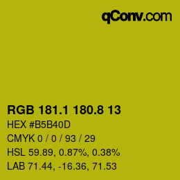 カラーコード: RGB 181.1 180.8 13 | qconv.com