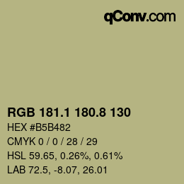 Color code: RGB 181.1 180.8 130 | qconv.com