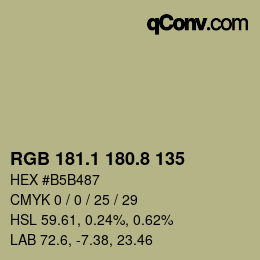 Color code: RGB 181.1 180.8 135 | qconv.com