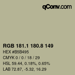 Color code: RGB 181.1 180.8 149 | qconv.com