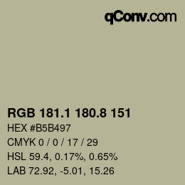 Color code: RGB 181.1 180.8 151 | qconv.com