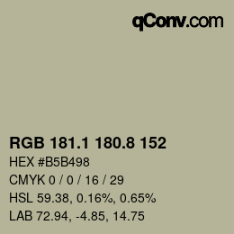Color code: RGB 181.1 180.8 152 | qconv.com