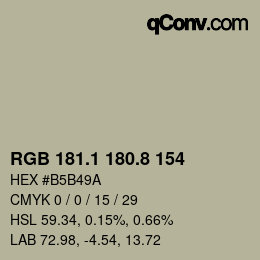 Color code: RGB 181.1 180.8 154 | qconv.com