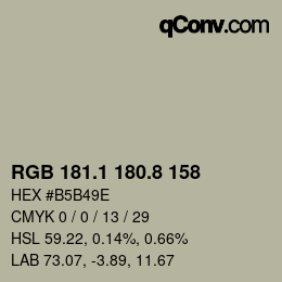 Color code: RGB 181.1 180.8 158 | qconv.com