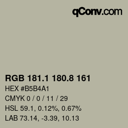 Color code: RGB 181.1 180.8 161 | qconv.com