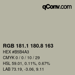 Color code: RGB 181.1 180.8 163 | qconv.com