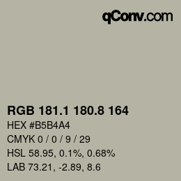 Color code: RGB 181.1 180.8 164 | qconv.com