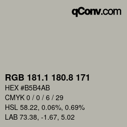 Color code: RGB 181.1 180.8 171 | qconv.com