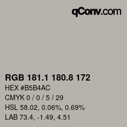 Código de color: RGB 181.1 180.8 172 | qconv.com
