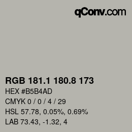 Color code: RGB 181.1 180.8 173 | qconv.com