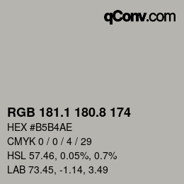 Color code: RGB 181.1 180.8 174 | qconv.com