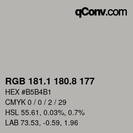 Color code: RGB 181.1 180.8 177 | qconv.com