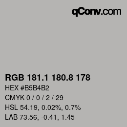 Farbcode: RGB 181.1 180.8 178 | qconv.com